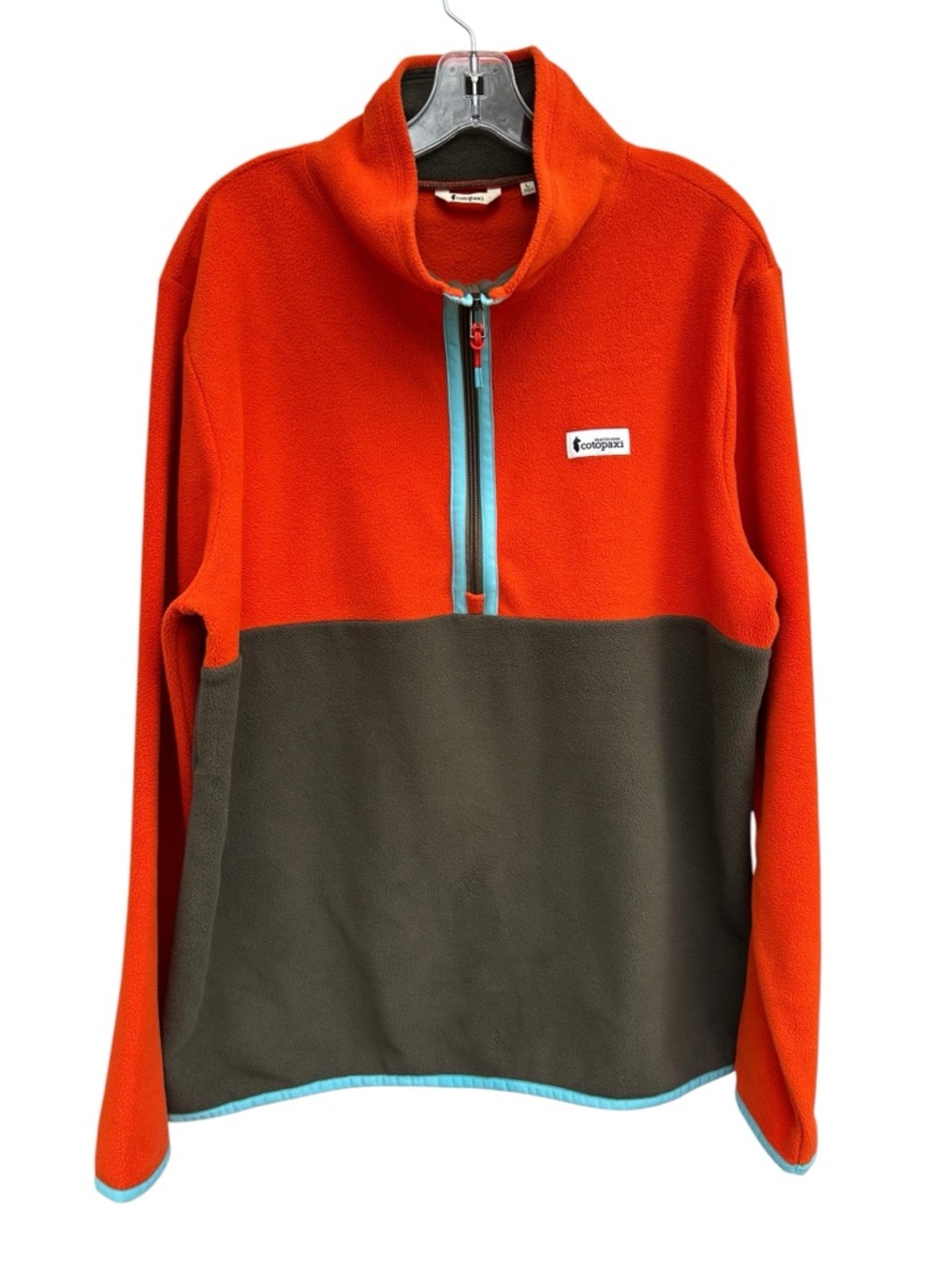 Cotopaxi Amado Recycled Half Zip Fleece Pullover Mens Large Orange Brown Blue